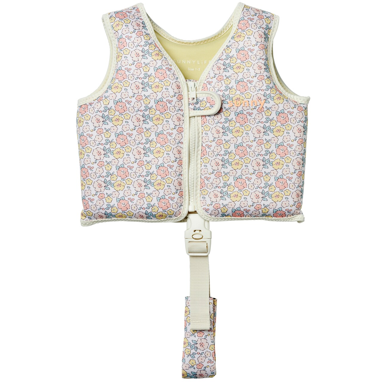 Sunnylife: Kids Float Vest 1-2 - Into the Garden - Ditsy Floral, Children Up To 33lbs, Pool & Water Jacket, Zip Front, Safety Strap, Natural Rubber